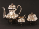 Kaffeservis 3 delar, silver, rokokostil, 1900-tal