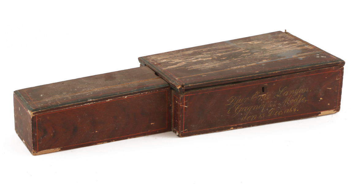 Fiollåda, allmoge, daterad 1864