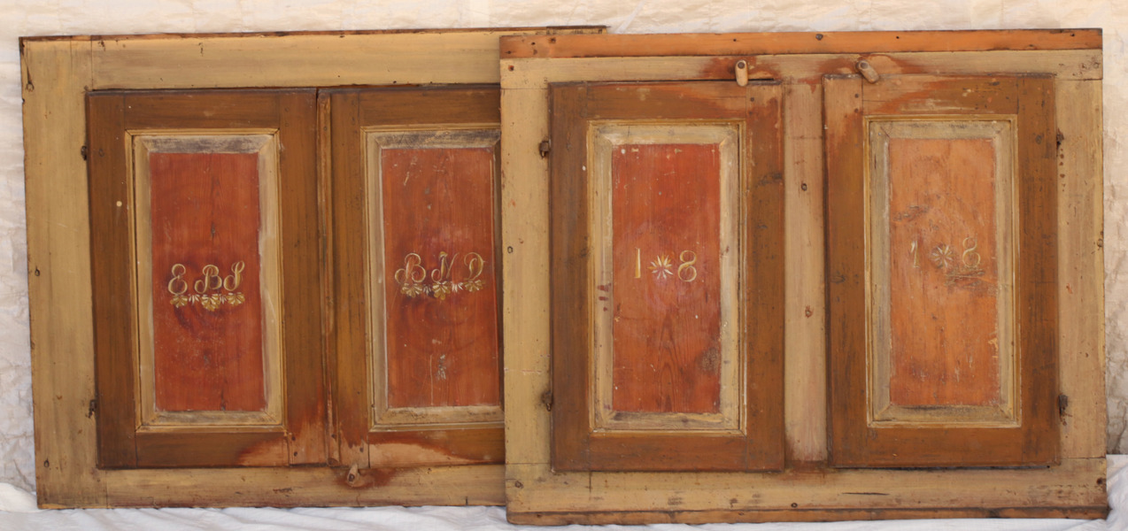 Skåpdörrar 2 par, allmoge, daterade 1848