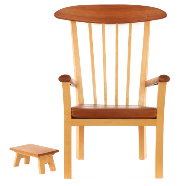 Fåtölj med fotpall, "Väsentlig", Peter Lindner 