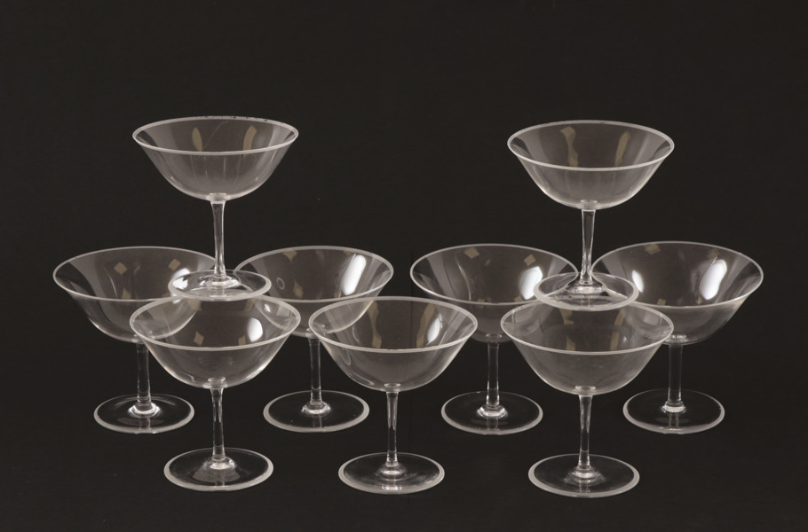 Champagneskålar 9st, "Elegant", Simon Gate för Orrefors