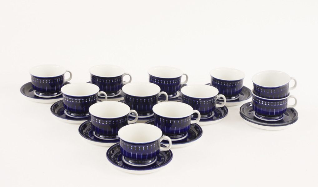 Moccakoppar med fat 12st, "Valencia", Ulla Procopé för Arabia