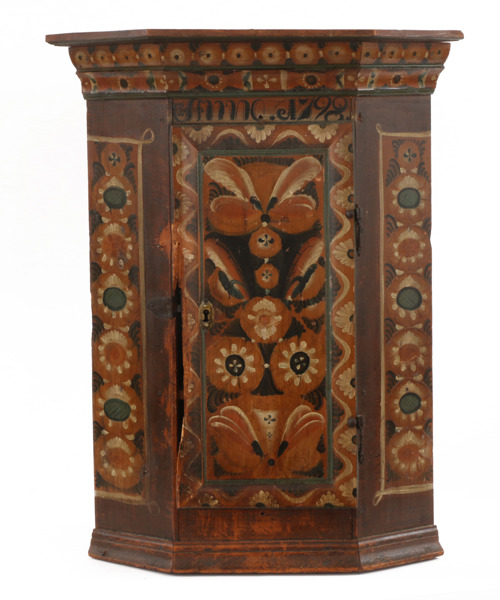 Vägghörnskåp, allmoge, Dalarna, daterat 1798