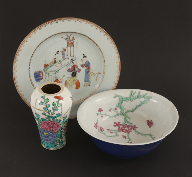 Porslin 3 delar, Kina, 17/1800-tal