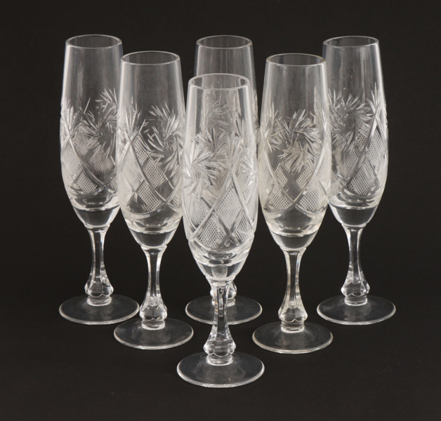 Champagneglas 6st, Böhmen