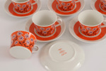 Kaffekoppar med fat 6st, "Palma Röd", Rörstrand