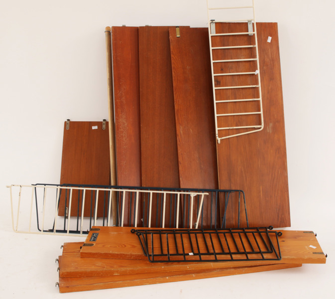 Delar till vägghyllor, bl.a. String, 1950/60-tal