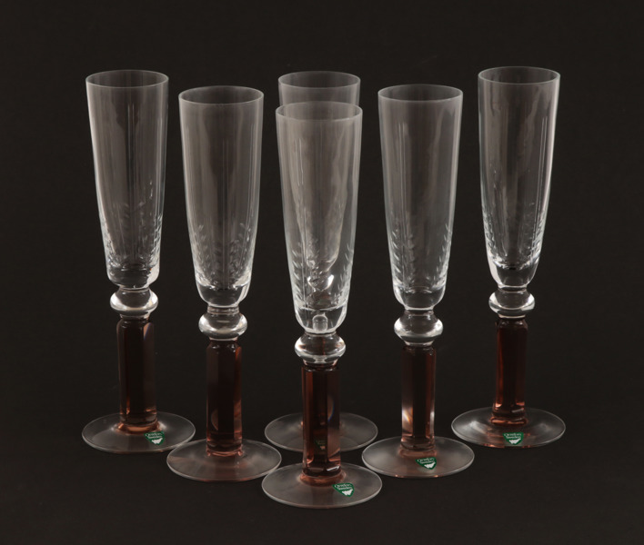 Champagneglas 6st, "Versailles", Gunnar Cyrén för Orrefors