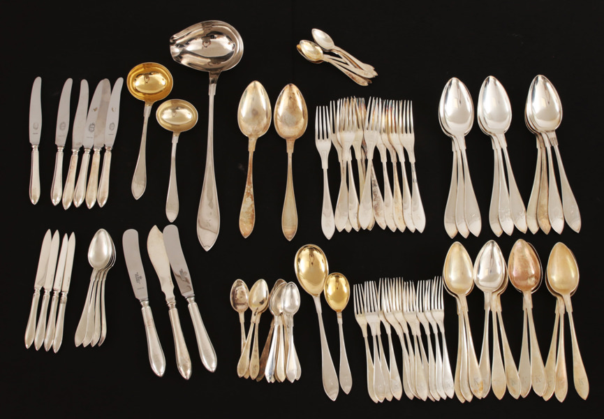 Bestickuppsättning i silver, "Svensk Spets"