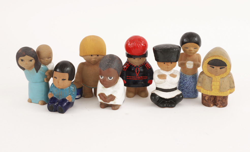 Figuriner 8st, "All världens barn", Lisa Larson för Gustavsberg