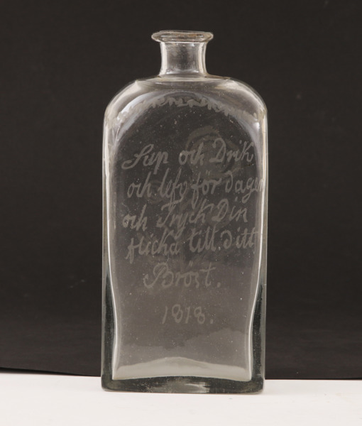 Brännvinsflaska, daterad 1818