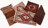 Handknuten textil 5 delar, bl.a. Iran