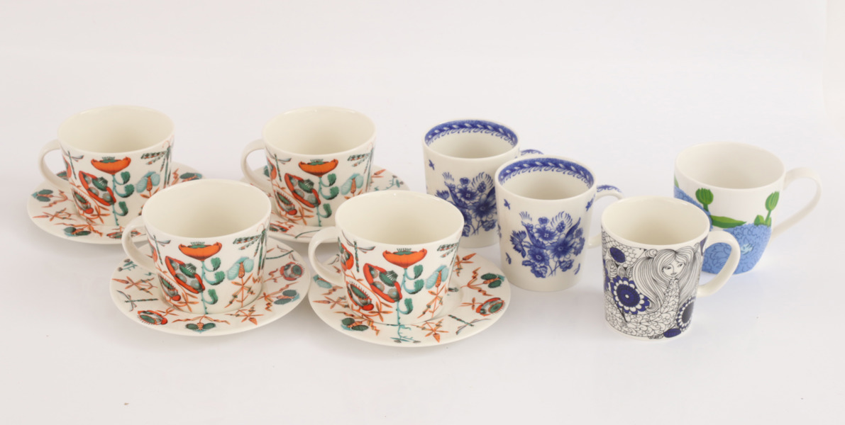 Te- och kaffekoppar 8 delar, Arabia/Iittala