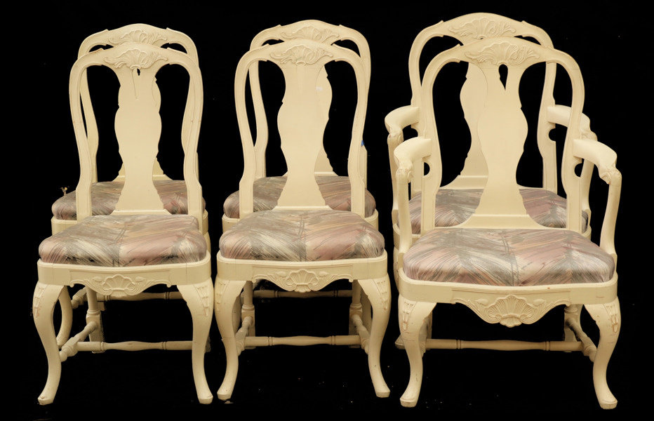 Stolar 4st samt karmstolar ett par, rokokostil, 1900-tal