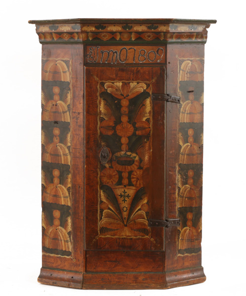 Vägghörnskåp, allmoge, Dalarna, daterat 1809
