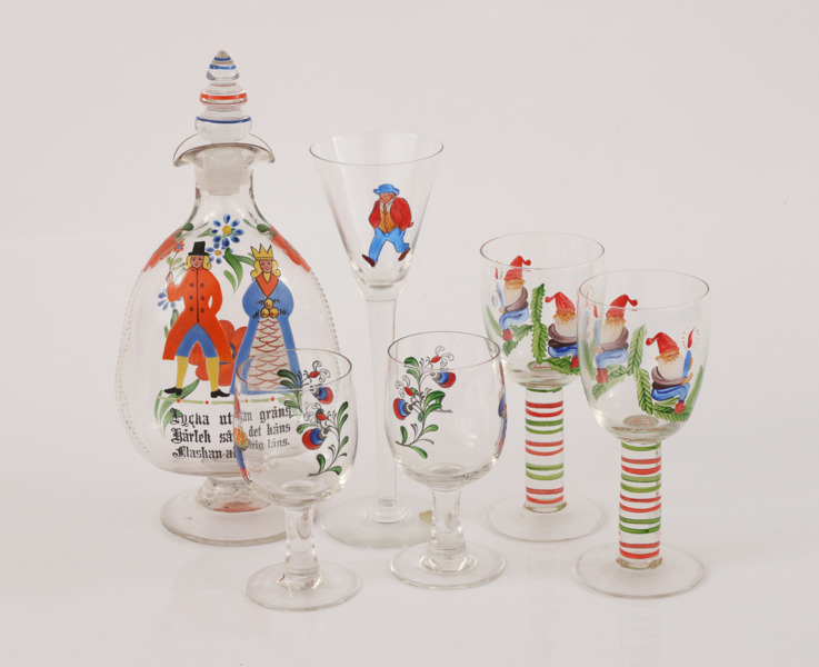 Emaljmålat glas 6 delar