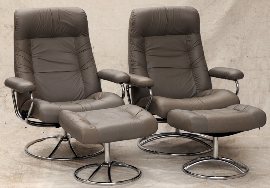 Fåtöljer med fotpall, ett par, "Stressless", Ekornes, Norge
