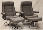 Fåtöljer med fotpall, ett par, "Stressless", Ekornes, Norge