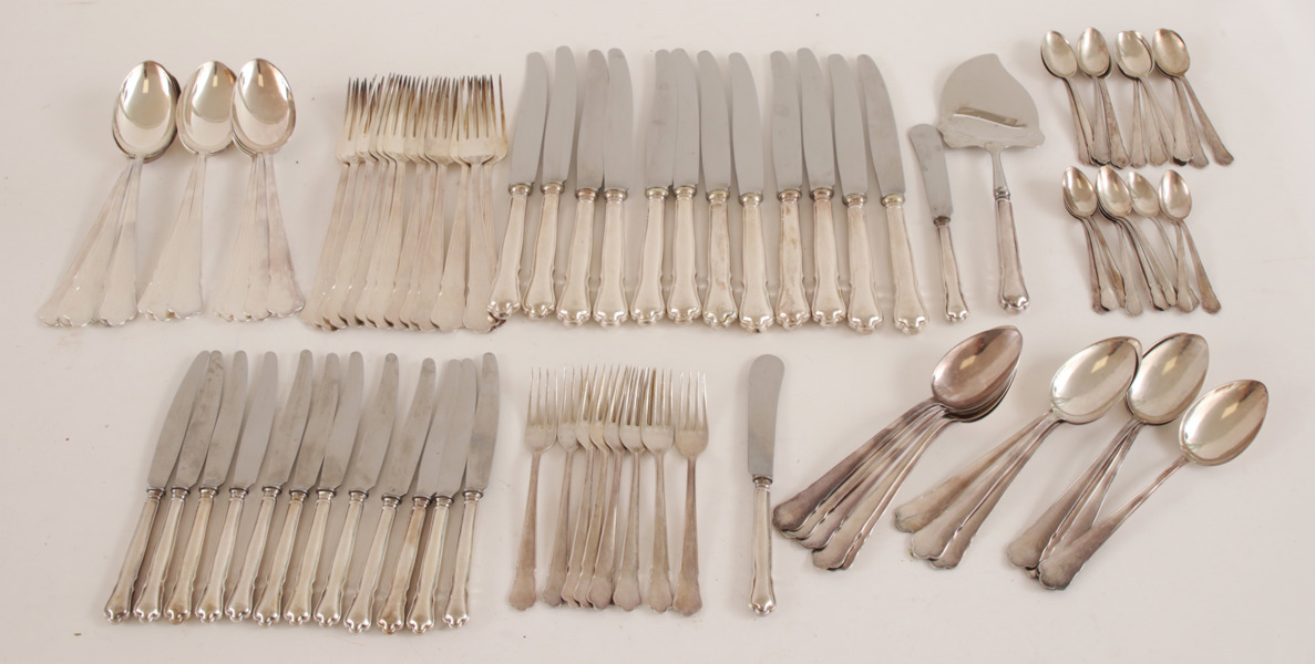 Bestickuppsättning i silver, "Chippendale", GAB, Stockholm