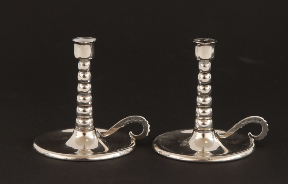 Nattljusstakar ett par, silver, C.G.Hallberg, Stockholm, 1926