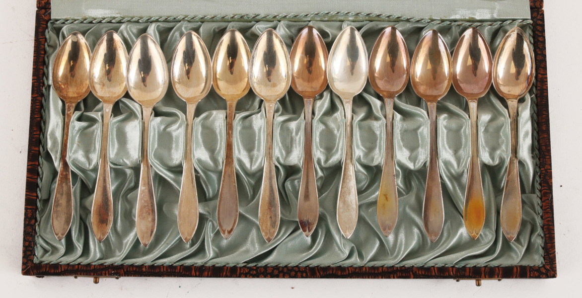 Kaffeskedar 12st, silver, "Svensk Spets"