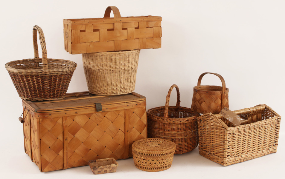 Flätade korgar 9 delar