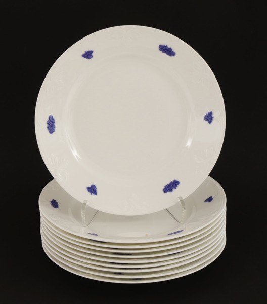 Mattallrikar 10st, "Blå blom", Rörstrand