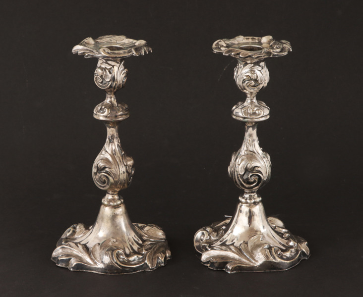 Ljusstakar ett par, silver, nyrokoko, 1868