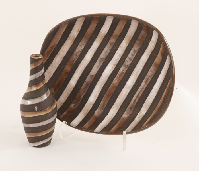 Lergods 2 delar, "Spiral", Ingrid Atterberg för Upsala Ekeby