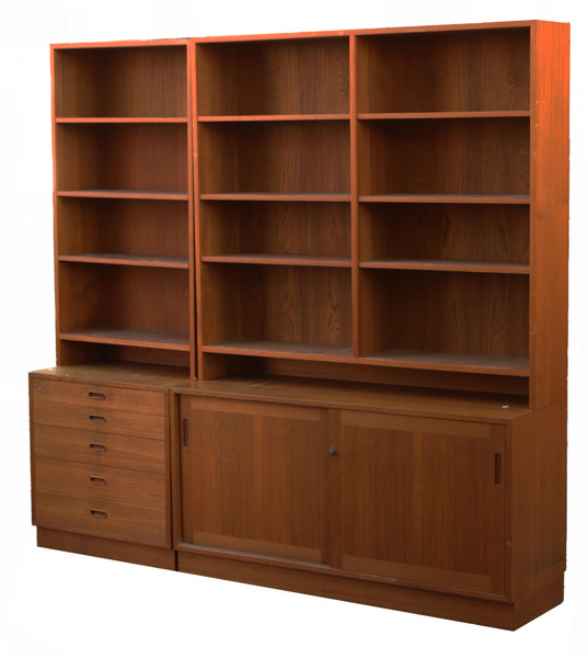 Bokhylla i två sektioner, 1960-tal
