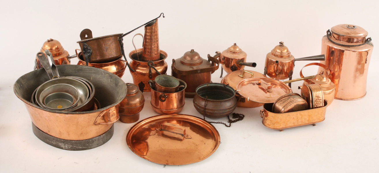 Parti kopparföremål, bl.a. 1800-tal