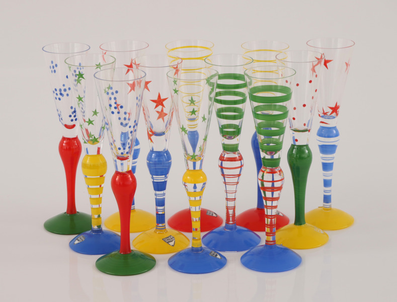 Snapsglas 12st, "Clown", Ann Nilsson för Orrefors