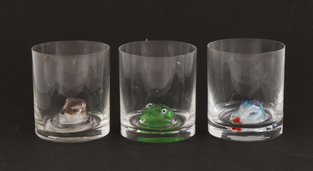 Whiskeyglas 3st, "New Friends", Ernst Billgren för Kosta Boda