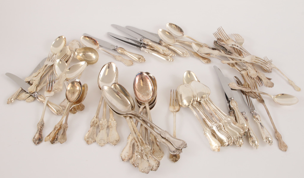 Bestickservisdelar, "Olga", nysilver