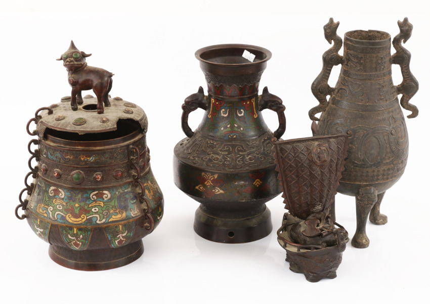 Brons 4 delar, Asien, bl.a. 1800-tal