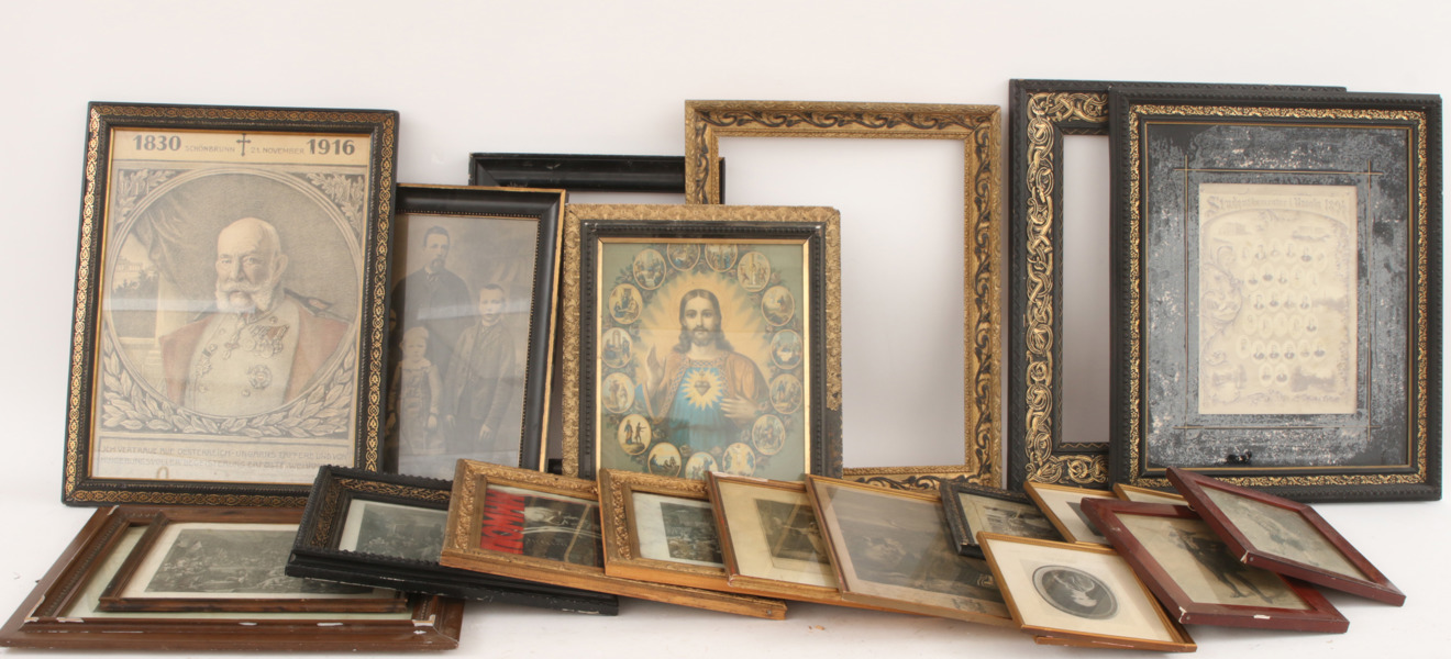 Stort parti ramar och grafik, 18/1900-tal