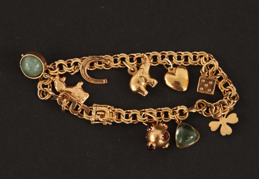 Armband med berlocker, 18k