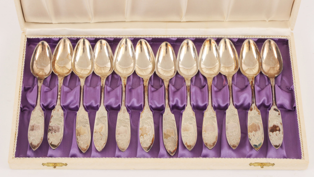 Kaffeskedar 12st, silver, "Tornedal"