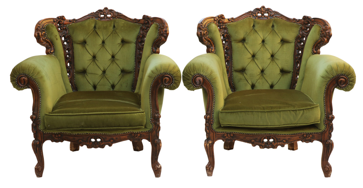 Fåtöljer ett par, rokokostil, 1900-tal