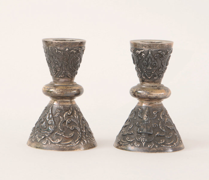 Ljusstakar ett par, sterlingsilver, Thailand