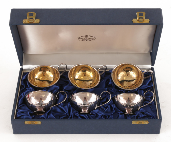 Punchmuggar 6st, silver, K&EC, 1900-tal