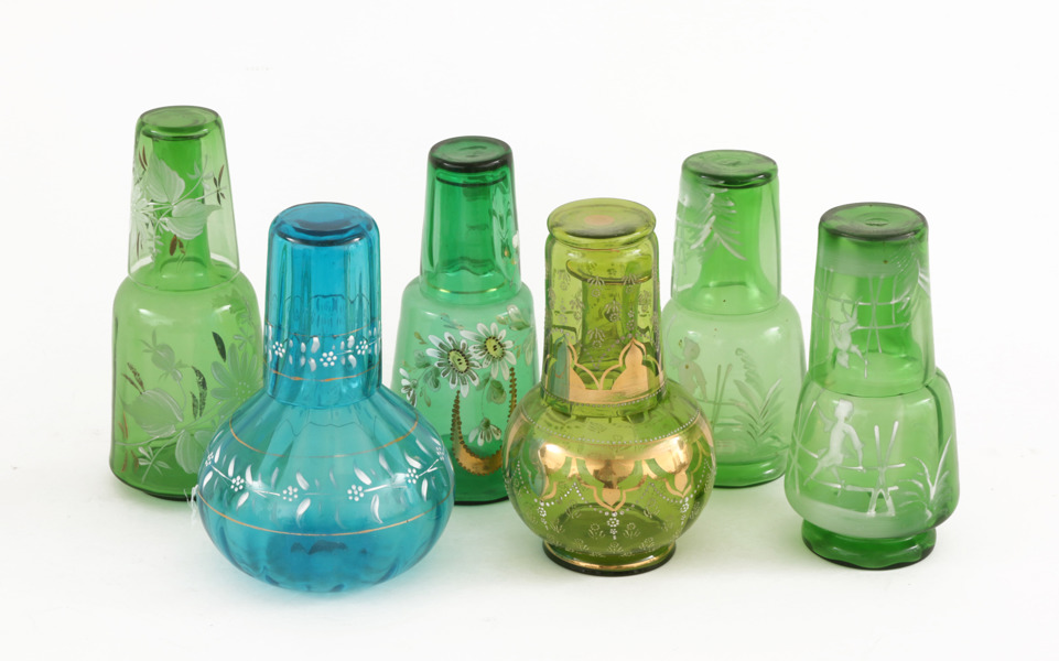 Vattenkaraffer med glas 6st, tidigt 1900-tal