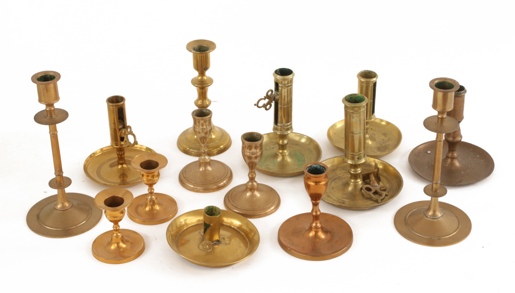 Mässing 14 delar, bl.a. 1800-tal