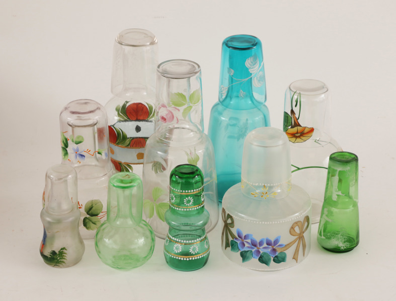 Vattenkaraffer med glas 10st, omkring år 1900