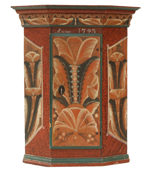 Vägghörnskåp, allmoge, Dalarna, daterat 1793