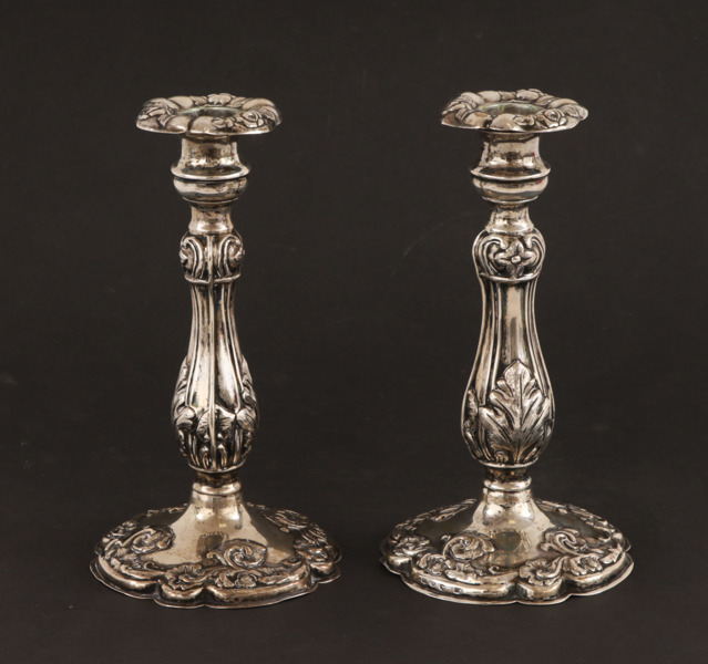 Ljusstakar ett par, silver, nyrokoko, 1846