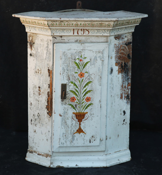 Vägghörnskåp, allmoge, Dalarna, daterat 1798