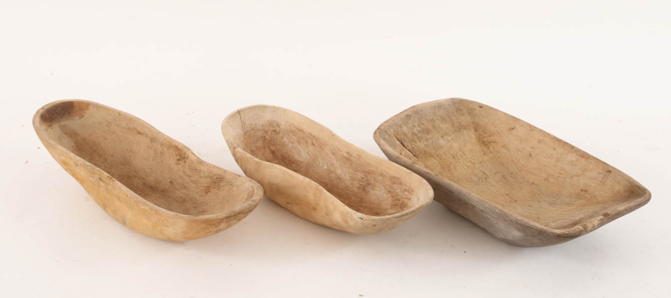 Knotskålar 3st, allmoge, 1800-tal