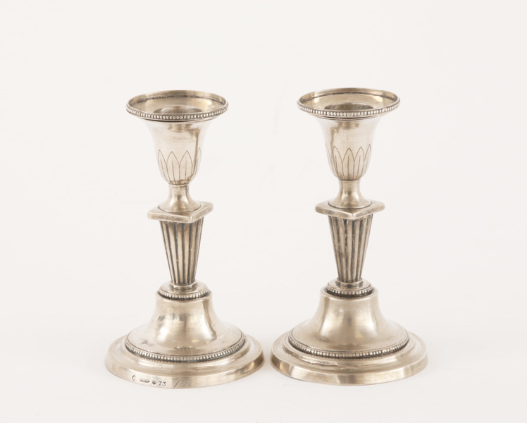 Ljusstakar ett par, silver, sengustavianska, 1825