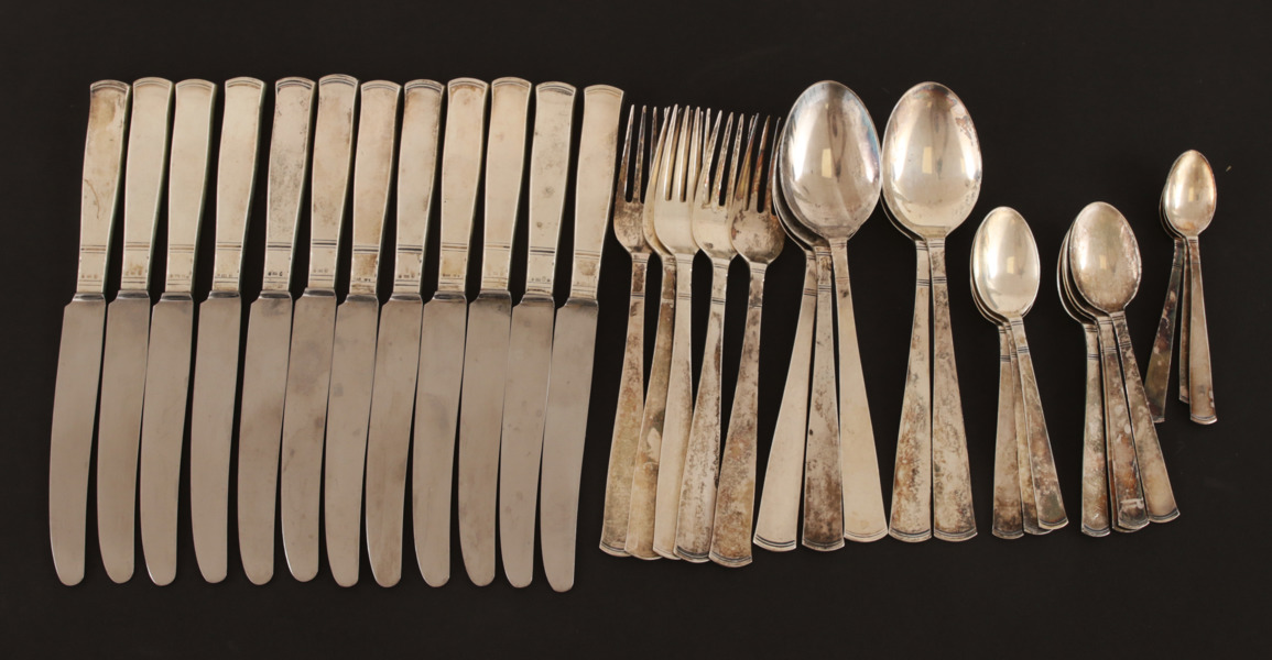 Bestickservisdelar, silver, "Rosenholm", Jacob Ängman för GAB